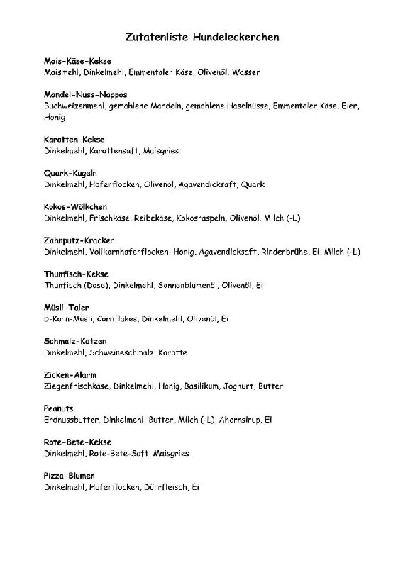 Liste Hundekekse