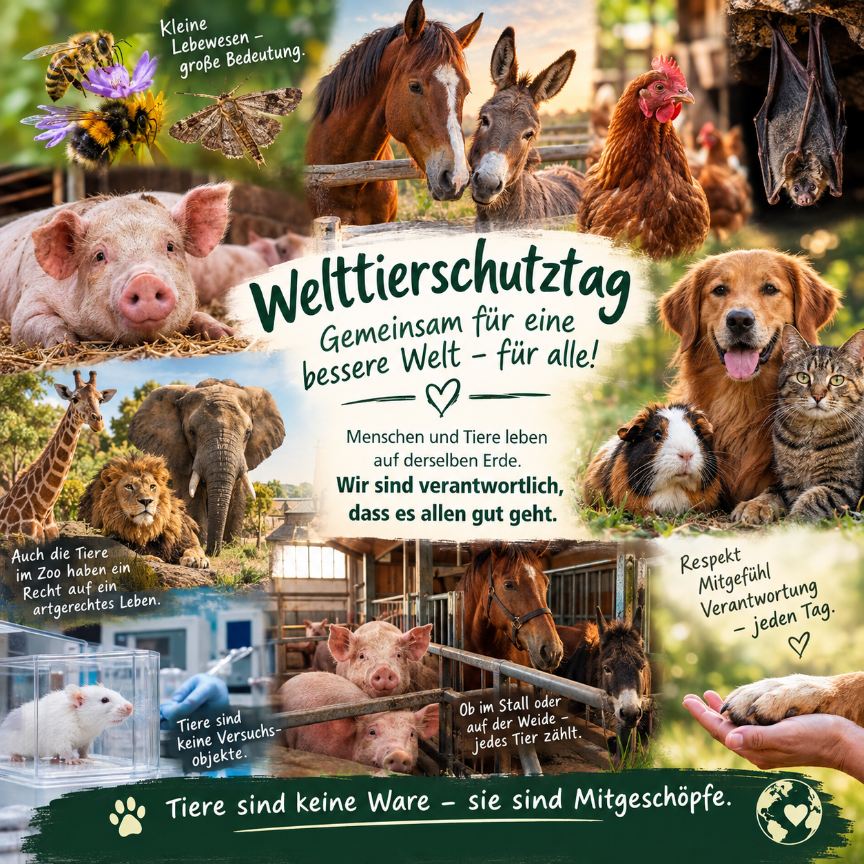 Welttierschutztag_ Gemeinsam für alle Tiere (2) Welttierschutztag_ Gemeinsam für alle Tiere (2)